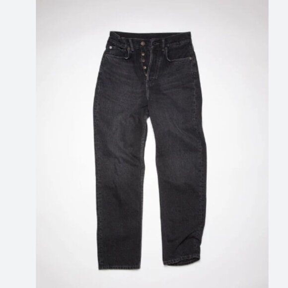 ACNE Studios Mece Straight Leg Crop Jeans in Black Overdye Size 25 - Picture 3 of 10